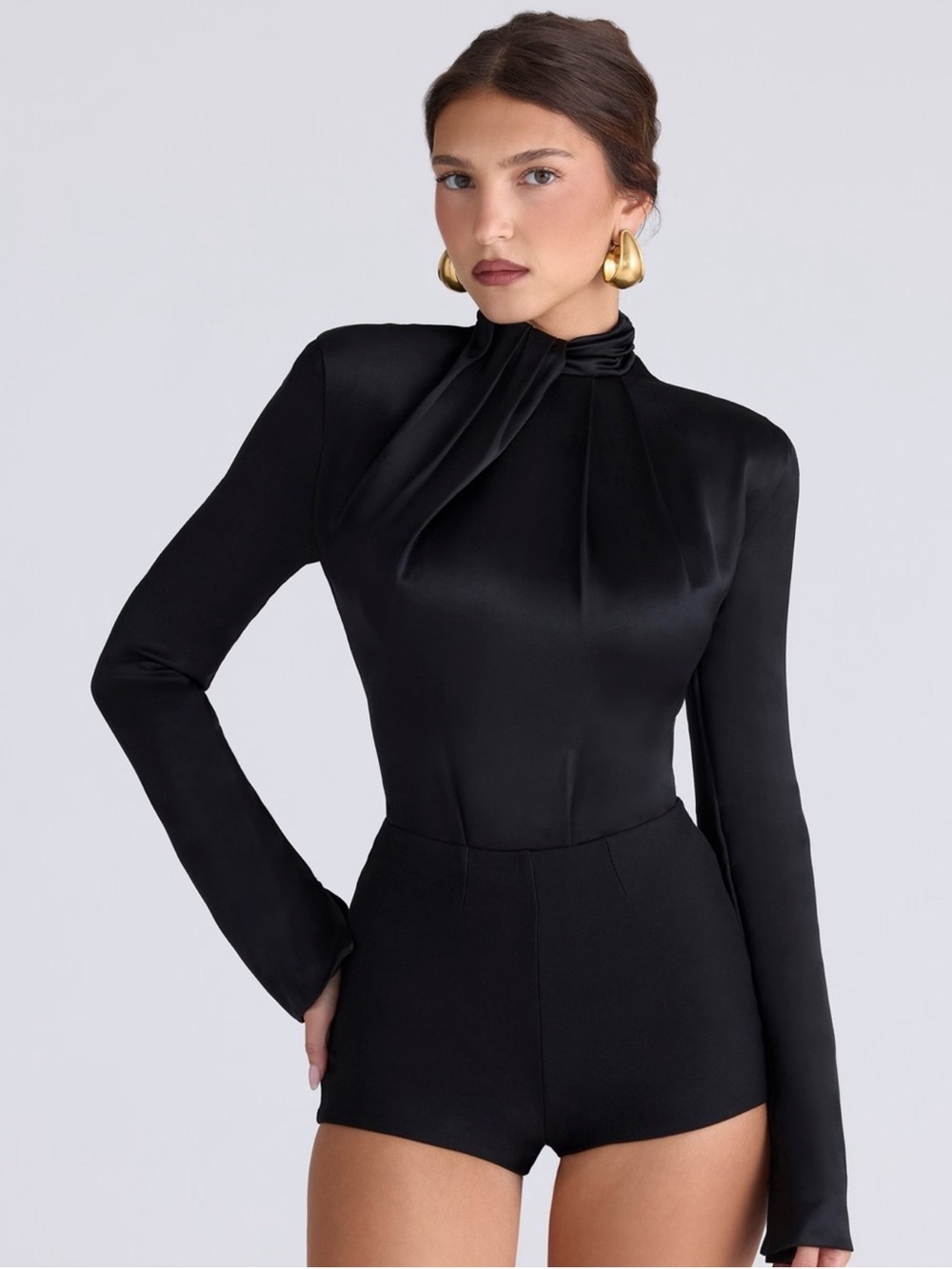 House of CB Neneh Long Sleeve Satin Bodysuit high neck size XL NWOT